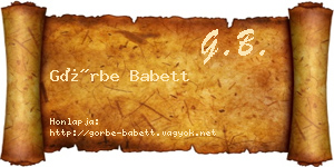 Görbe Babett névjegykártya