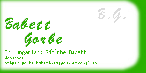 babett gorbe business card